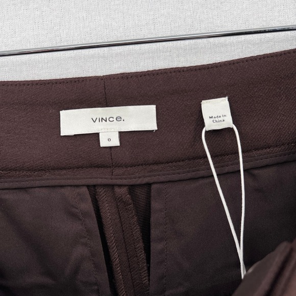 VINCE Slim Flared Pants Womens 0 Hickory Darl Brown Cropped Mid Rise Stretch NWT - Picture 11 of 16